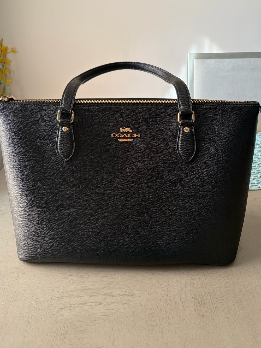 COACH Black Gallery Tote Bag. Does have minor makeup stains inside.